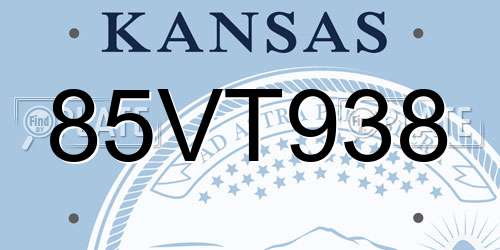 85VT938 Kansas License Plate