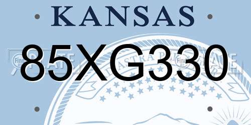 85XG330 Kansas License Plate