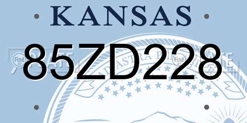 85ZD228 Kansas License Plate