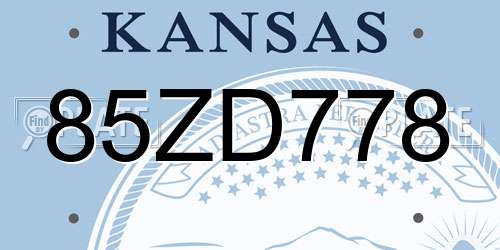 85ZD778 Kansas License Plate