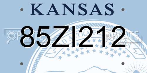 85ZI212 Kansas License Plate