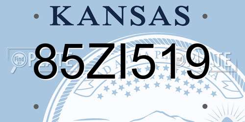 85ZI519 Kansas License Plate