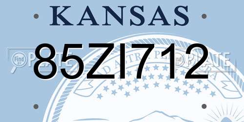 85ZI712 Kansas License Plate