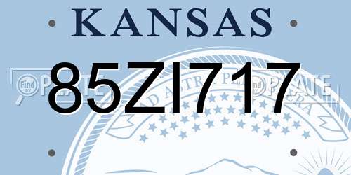 85ZI717 Kansas License Plate