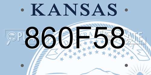 860F58 Kansas License Plate