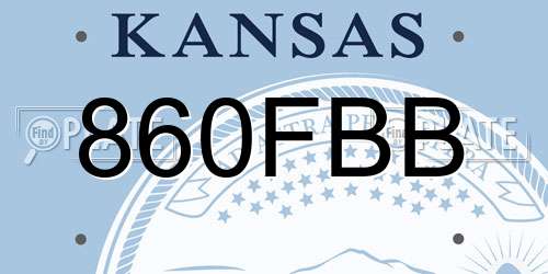 860FBB Kansas License Plate