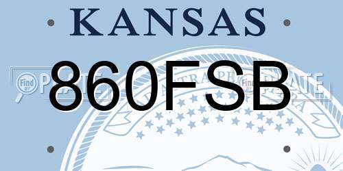 860FSB Kansas License Plate