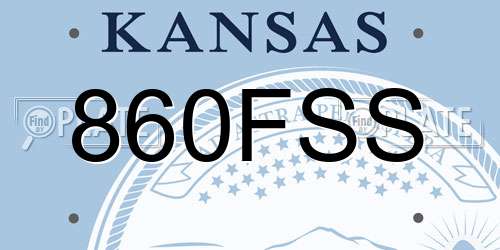 860FSS Kansas License Plate