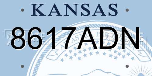 8617ADN Kansas License Plate