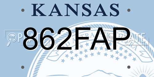 862FAP Kansas License Plate