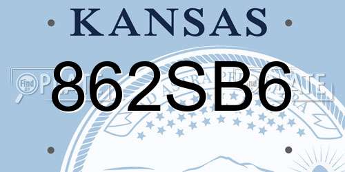 862SB6 Kansas License Plate