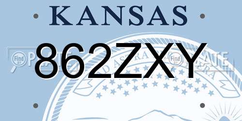 862ZXY Kansas License Plate