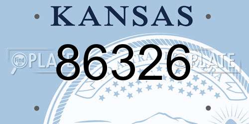 86326 Kansas License Plate