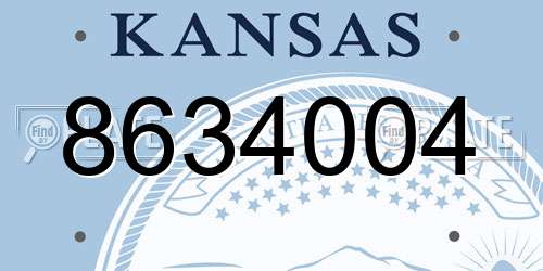 8634004 Kansas License Plate