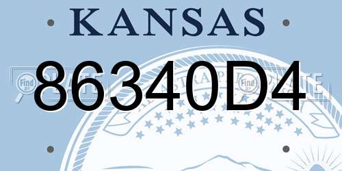 86340D4 Kansas License Plate