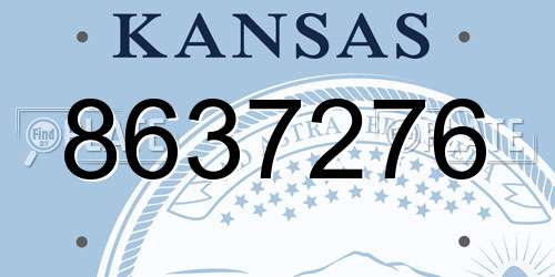 8637276 Kansas License Plate