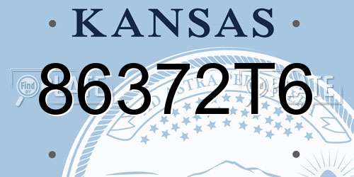 86372T6 Kansas License Plate