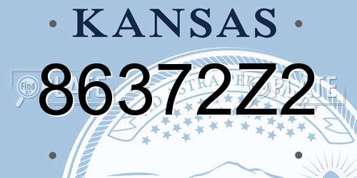 86372Z2 Kansas License Plate