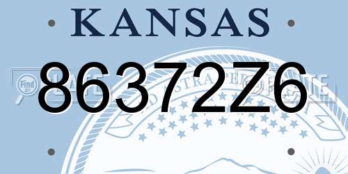 86372Z6 Kansas License Plate