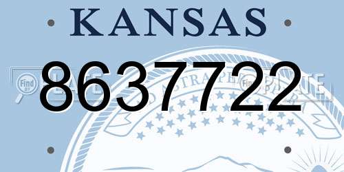8637722 Kansas License Plate