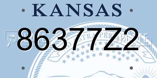 86377Z2 Kansas License Plate