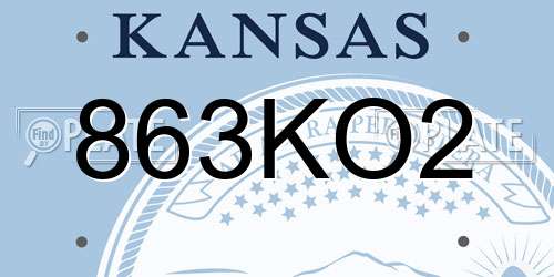 863KO2 Kansas License Plate