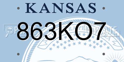 863KO7 Kansas License Plate