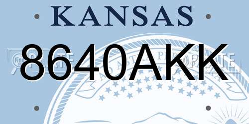 8640AKK Kansas License Plate