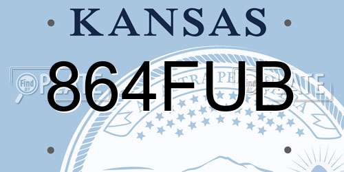 864FUB Kansas License Plate