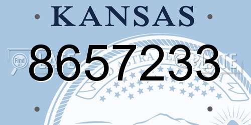 8657233 Kansas License Plate
