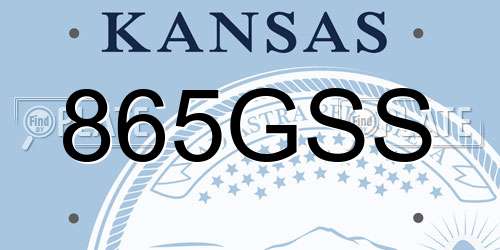 865GSS Kansas License Plate