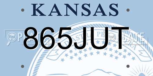 865JUT Kansas License Plate