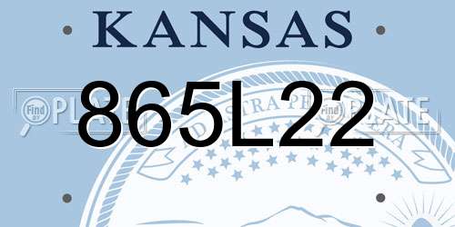 865L22 Kansas License Plate