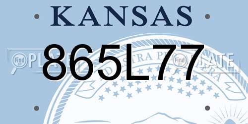 865L77 Kansas License Plate