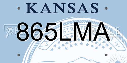 865LMA Kansas License Plate