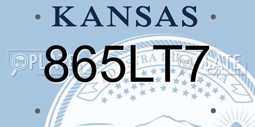 865LT7 Kansas License Plate