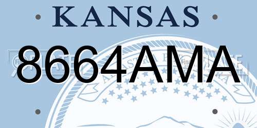 8664AMA Kansas License Plate
