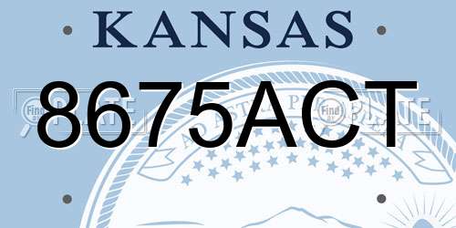 8675ACT Kansas License Plate