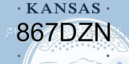 867DZN Kansas License Plate