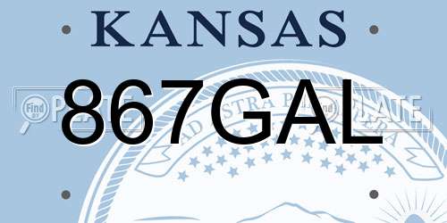 867GAL Kansas License Plate