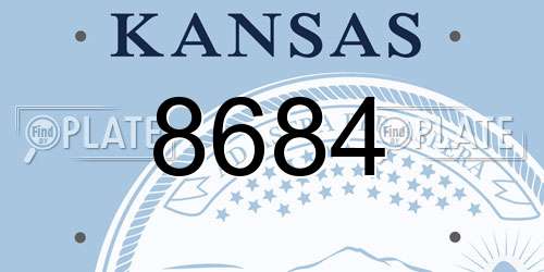 8684 Kansas License Plate