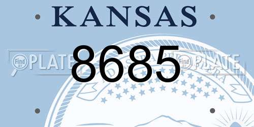 8685 Kansas License Plate