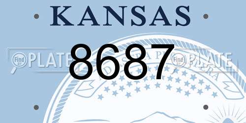 8687 Kansas License Plate