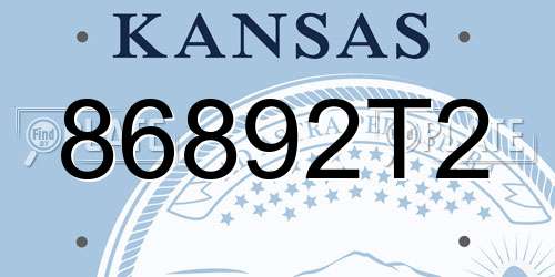 86892T2 Kansas License Plate