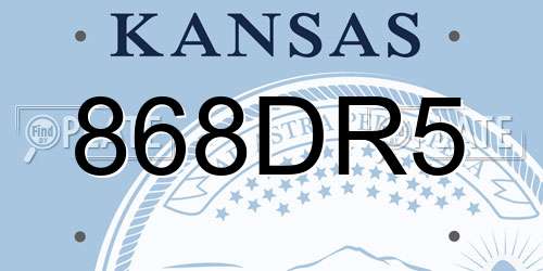 868DR5 Kansas License Plate