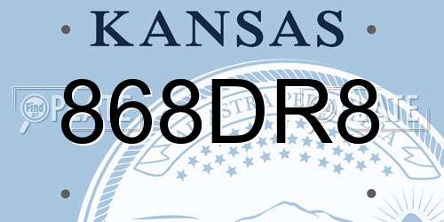 868DR8 Kansas License Plate
