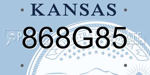 868G85 Kansas License Plate