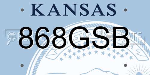 868GSB Kansas License Plate
