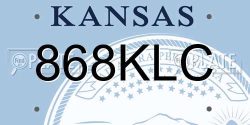 868KLC Kansas License Plate
