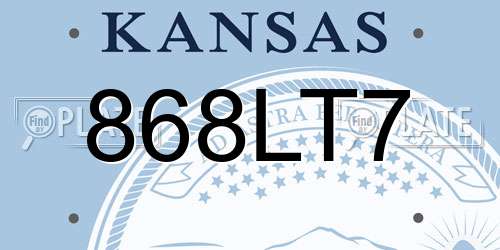 868LT7 Kansas License Plate